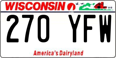 WI license plate 270YFW