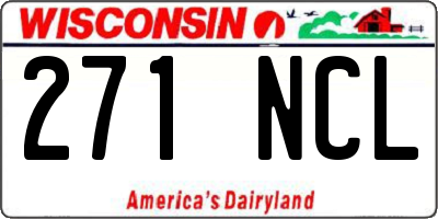 WI license plate 271NCL