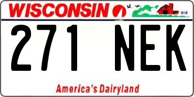 WI license plate 271NEK