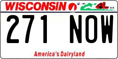 WI license plate 271NOW