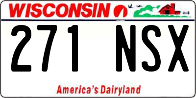 WI license plate 271NSX