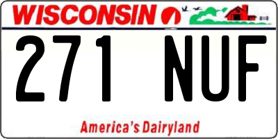 WI license plate 271NUF