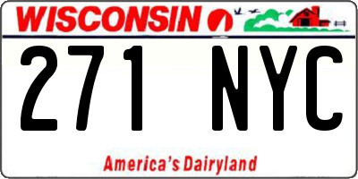 WI license plate 271NYC