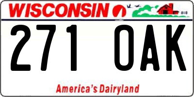 WI license plate 271OAK