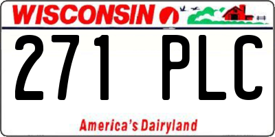 WI license plate 271PLC