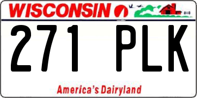 WI license plate 271PLK