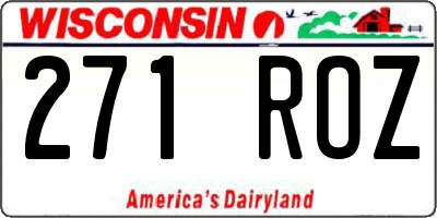 WI license plate 271ROZ