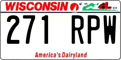 WI license plate 271RPW