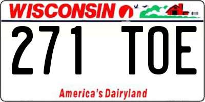 WI license plate 271TOE