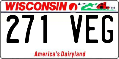WI license plate 271VEG