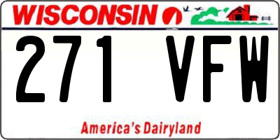 WI license plate 271VFW