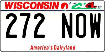 WI license plate 272NOW