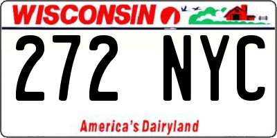 WI license plate 272NYC