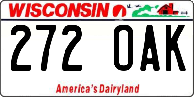 WI license plate 272OAK