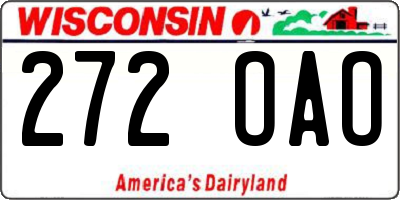 WI license plate 272OAO