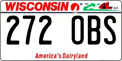 WI license plate 272OBS