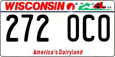 WI license plate 272OCO