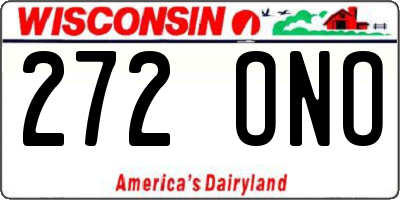 WI license plate 272ONO