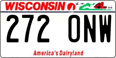 WI license plate 272ONW