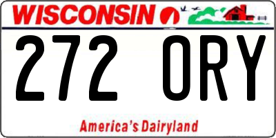 WI license plate 272ORY
