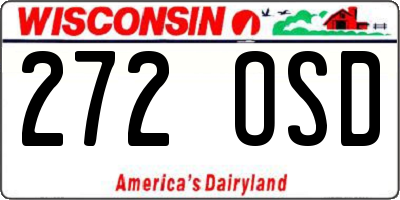 WI license plate 272OSD