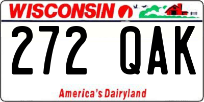 WI license plate 272QAK