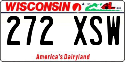 WI license plate 272XSW