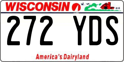 WI license plate 272YDS