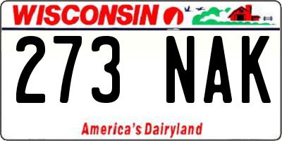 WI license plate 273NAK