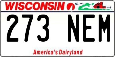 WI license plate 273NEM