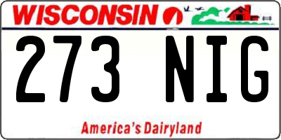 WI license plate 273NIG
