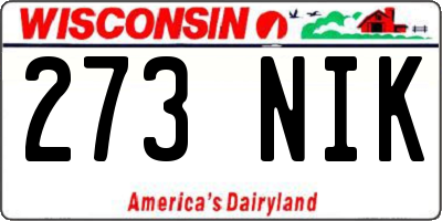 WI license plate 273NIK