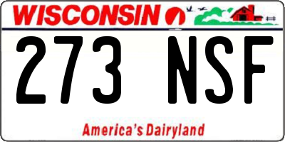 WI license plate 273NSF