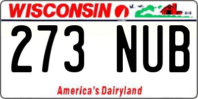 WI license plate 273NUB