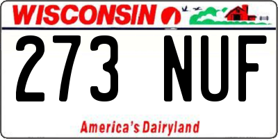 WI license plate 273NUF