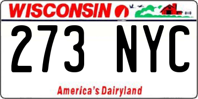 WI license plate 273NYC