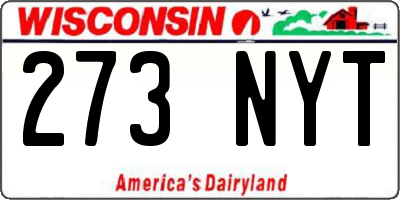 WI license plate 273NYT
