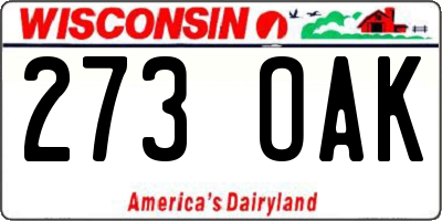 WI license plate 273OAK