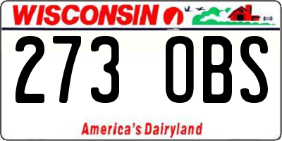 WI license plate 273OBS