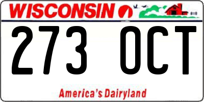 WI license plate 273OCT