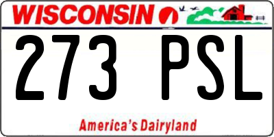 WI license plate 273PSL