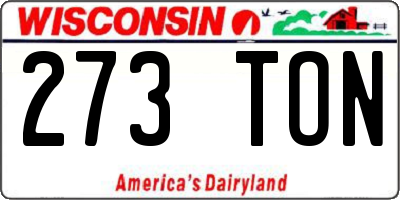 WI license plate 273TON