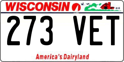 WI license plate 273VET