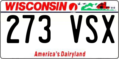 WI license plate 273VSX