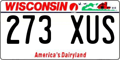 WI license plate 273XUS