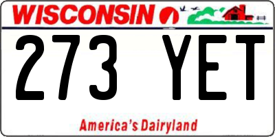 WI license plate 273YET