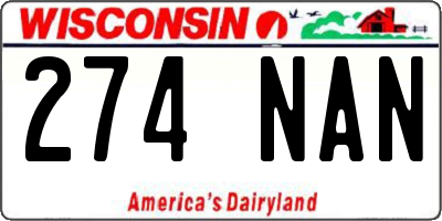 WI license plate 274NAN