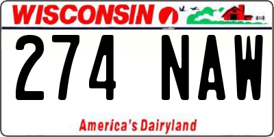 WI license plate 274NAW