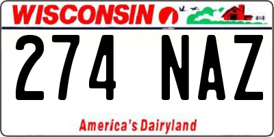 WI license plate 274NAZ