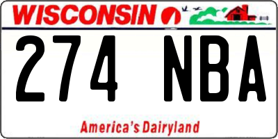 WI license plate 274NBA